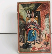 RARE 1909 Raphael Tuck Halloween Postcard Series 160 Witch Owl Saxony picture