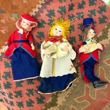 Vtg 60s Trim A Pac Christmas Caroler Choir Dolls Set 3 MCM Decor Japan Porcelain picture