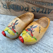 Hand-Painted Vintage Dutch Wooden Shoes With Holland Windmill Design 6
