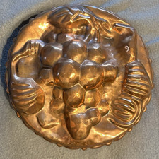 VTG Heavy Copper Tin Lined Round Aspic Jello Mold Hand Hammered 3 5/8