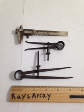 Vtg lot of 3 Tools. Two antique compass, one slide caliper  Large is Atlas tool picture