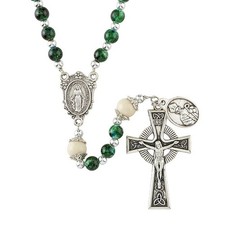St Patrick Green Marbled Rosary with Celtic Cross Irish Celtic Prayer Beads picture
