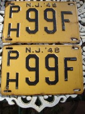 1948 New Jersey car license plates NICE ORIGINAL SET Plate Auto Automobile Old picture