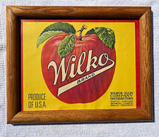RARE Vintage 1940s Wilko Brand Apple Crate Label – Custom Framed Lithograph MCM picture