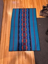 Rare Vintage Pattern Pendelton Beaver State Throw - Turquoise  Blue 34” x 65