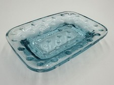 RARE style Aqua Blue Glass Bubble Dish Soap Trinket Bathroom Vanity Nautical picture