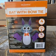 Delightful-4ft Inflatable Friendly Monster Halloween bat with a bow tie picture