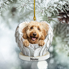 Personalized Labradoodle Dog Angel Wings Ornament, Labradoodle Dog Xmas Ornament picture