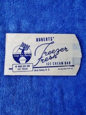 ROBERTS' FREEZER FRESH ICE CREAM BAR, North Conway, NH  Vintage Dairy Purity Bag picture