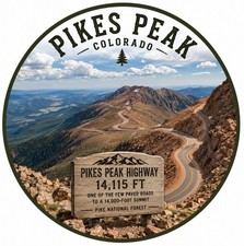 Pikes Peak Metal Sign Ocean To Ocean Highway Sign Road Cross Country Travel USA picture