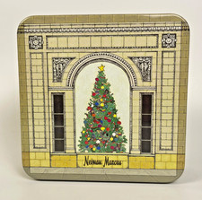 Vintage Neiman Marcus Christmas Tree Tin 2001 Holiday Storefront Empty 8 Inch picture