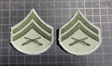 SET X2 US Corporal E-4 Green Crossed Rifles Chevron Military Patch Original X2 picture