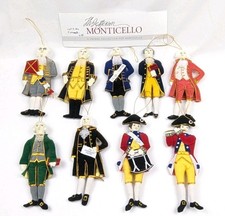 MONTICELLO HISTORICAL FIGURES FOUNDING FATHERS HANDMADE FABRIC ORNAMENTS SET picture