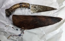 Knife Custom Handmade Western Cowboy Indian + Stag Handle Bladesmith Signed picture
