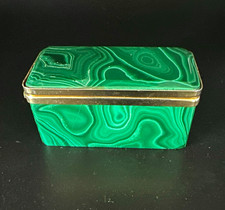 Malachite brass hinged Rectangular Hinged Trinket Box picture