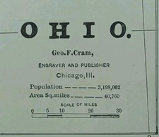 Vintage 1886 OHIO Map 13