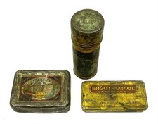 Vintage Mid Century Metal Medicine Tins Ergot Apiol Packers Sanlord Library picture