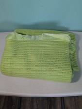 VTG Esmond By Chatham Green Thermal Waffle Weave Blanket Satin Trim 61