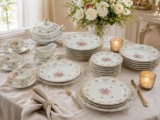Bavaria Schumann Germany “US Zone” Empress Dresden floral gold trim dinnerware picture