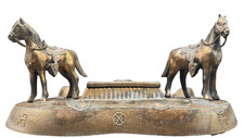 Vintage Cast Western, Equestrian Theme Two Horse Double Pipe Rest & Ashtray picture