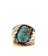 Old Pawn Sterling Silver And Turquoise Ring Size 10 picture