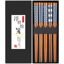 Antner 5 Pairs Natural Bamboo Chopsticks 8.8 Inch, Style 2 picture