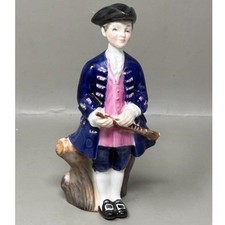 VTG Royal Doulton Boy from Williamsburg HN2143 1966 Blue Coat Flute Figurine picture