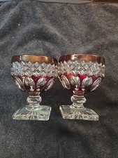 Vtg 1950s Waterford Ruby Bowl by Westmoreland Liquor Cocktail Glass Red Clear picture