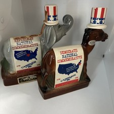 Vintage 1976 Ezra Brooks Donkey Elephant Decanter Campaign '76 DNC RNC picture