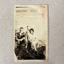 Family Portrait 1930s Snapshot Photograph Man Woman Child Candid Outdoor picture