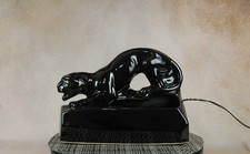 Black Panther TV Lamp 1950 Ceramic Built In Planter Works Vintage MCM~8 1/2