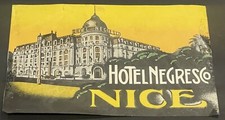 1940's-50's Hotel Negresco Nice, France Baggage Label Original Yellow picture