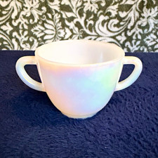 Vintage Federal Glass Moonglow Iridescent Creamer&Sugar Bowl Set MCM 2 Piece SET picture