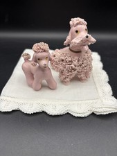 Vintage MCM Pink Spaghetti Noodle Poodle Porcelain Figurines picture