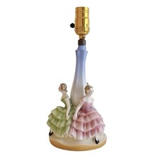 Vintage Crinoline Ladies Boudoir Lamp Germany Southern Belle Figures Porcelain picture