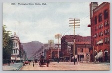 Washington Street Ogden Utah Early 1900s Downtown Street Scene Postcard picture
