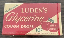 Vintage 1950’s LUDEN’S GLYCERINE COUGH DROPS Wild Cherry Cello-Sealed NOS picture