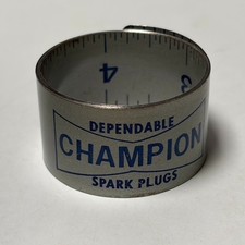 VTG CHAMPION SPARK PLUG Advertising Sign ROLL UP Metal Ruler YARD STICK Original picture