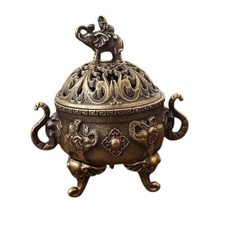 Three-legged Elephant Alloy Incense Burner With Lid - New picture