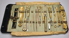Lady Jillian 1920s Art Deco Genuine Leather Manicure Vanity Set w/ Original Tag picture