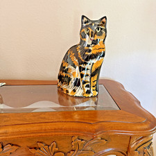 Vintage 2001 Cats by Nina Lyman Calico Cat Ceramic Vase 11