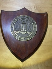 Antique University Notre Dame Wood Shield Plaque Metal Seal Crux Spes Unica picture