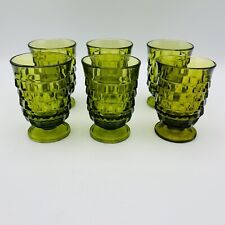 VTG MCM Olive Green WHITEHALL Colony Cubist Footed Juice Glasses Set Of 6 READ** picture