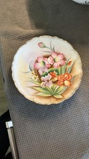 Vtg Hand Painted Plate Pink Purple Orange Floral Signed Gold Trim Ucagoco Japan picture