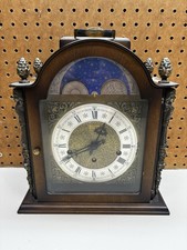 Vintage Hamilton Mantel Bracket Clock West Germany 1050-020 Moon Phase Wood Case picture