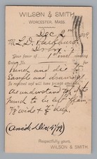 1899 Worcester MA Tool Maker Wilson & Smith Postal Card LD Parkhurst Punch Die picture