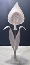 Vintage Frosted Lucite Calla Lily Flower Sculpture Pink Acrylic 16.5
