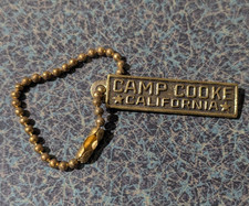 VTG Metal Camp Cooke California US World War II Army Base Key Chain Fob RARE picture