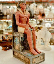 Gorgeous Colors Handmade Statues King Khafre seated Ancient Egyptian Decor picture
