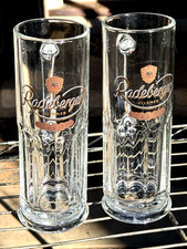Vintage SAHM Glass Radeberger Beer Mugs Pilsner Stein Gold Bar Mug Glasses picture